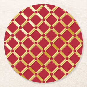Red & Gold Arabic-inspired Paper Coasters