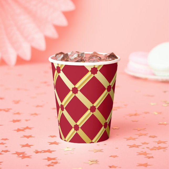 Red & Gold Arabic-inspired Paper Cup (Insitu)