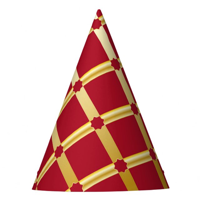 Red & Gold Arabic-inspired Party Hat (Front)