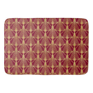 RED & GOLD ART DECO FAN LOOK PATTERNS BATH MAT