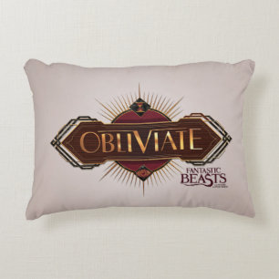 Red & Gold Art Deco Obliviate Spell Graphic Decorative Pillow
