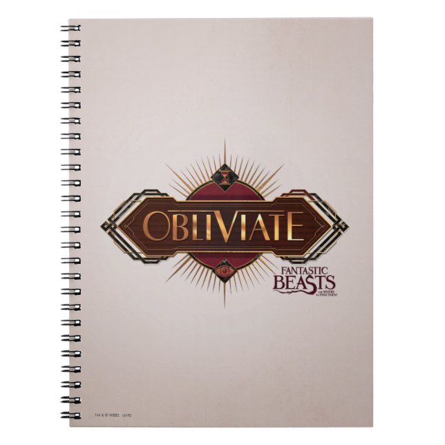 Red & Gold Art Deco Obliviate Spell Graphic Notebook (Front)