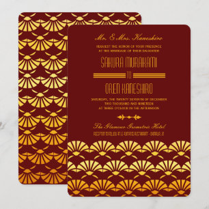 Red & Gold Art Deco Style Wedding Invites