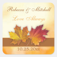 Red gold autumn maple leaves Wedding