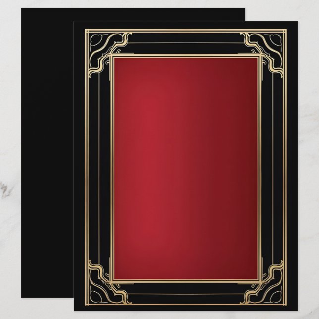 Red Gold Black Art Deco Luxury Letterhead (Front/Back)