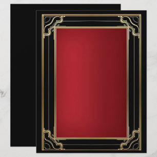 Red Gold Black Art Deco Luxury Stationery Paper