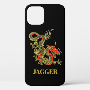 Red Gold Black Fantasy Chinese Dragon iPhone 12 Case