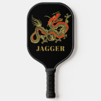 Red Gold Black Fantasy Chinese Dragon Monogram Pin