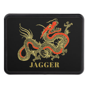 Red Gold Black Fantasy Chinese Dragon Trailer Hitch Cover