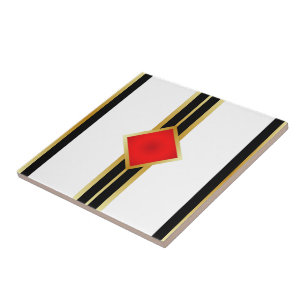 Red Gold Black Stripes Tile