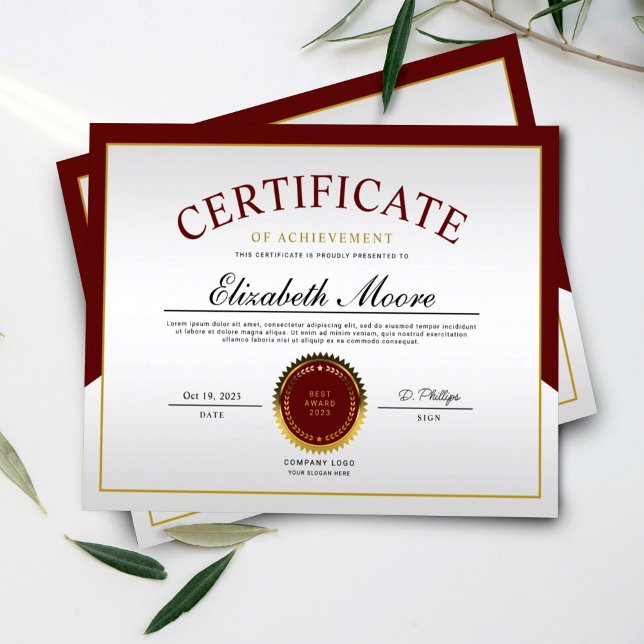 Red Gold Border Certificate of Achievement Award (Creator Uploaded)
