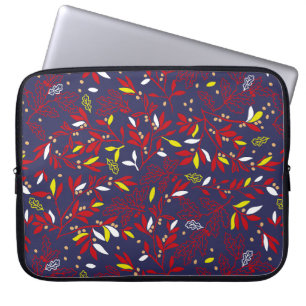 Red Gold Botanical Autumn Leaves Laptop Sleeve