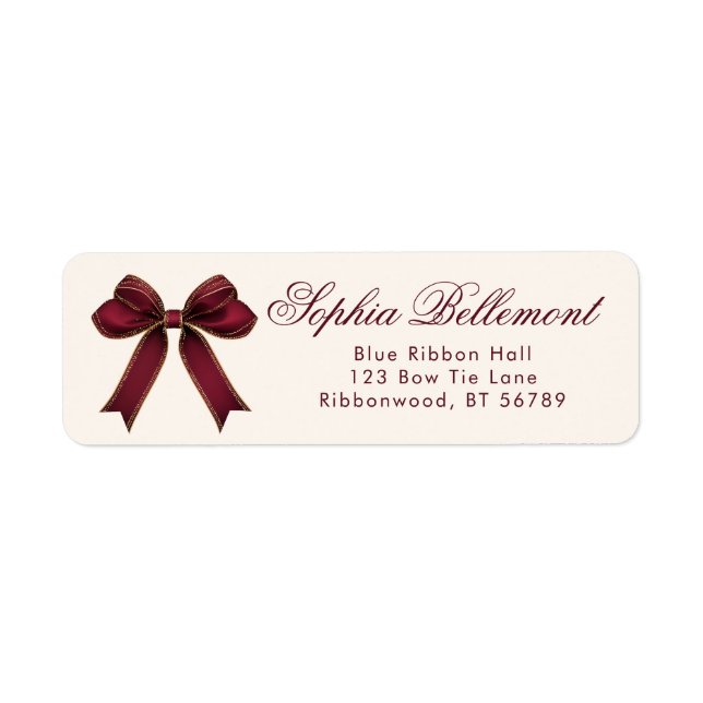 Red Gold Bow Christmas Return Address (Front)