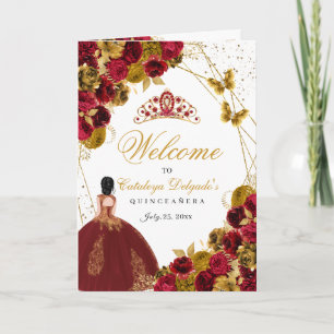 Red & Gold Butterfly Quinceanera Program