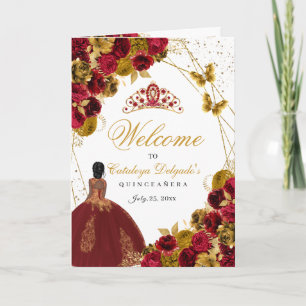 Red & Gold Butterfly Quinceanera Program