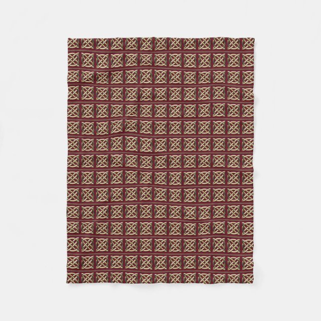 Red & Gold Celtic Knot Fleece Blanket (Front)