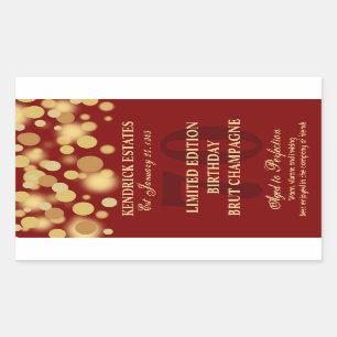 Red Gold Champagne Bubbles Birthday Label 750ml