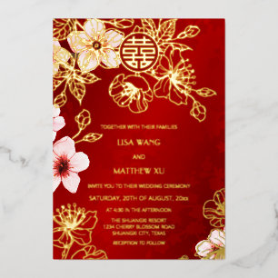 Red Gold Cherry Blossom Chinese Wedding