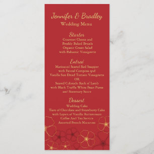 Red & Gold Cherry Blossoms Wedding Reception Menu