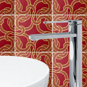 Red & Gold Chic Celtic Knot Seamless Pattern Tile