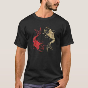 Red Gold Chinese Carp Asian Japanese Two Koi Fish T-Shirt