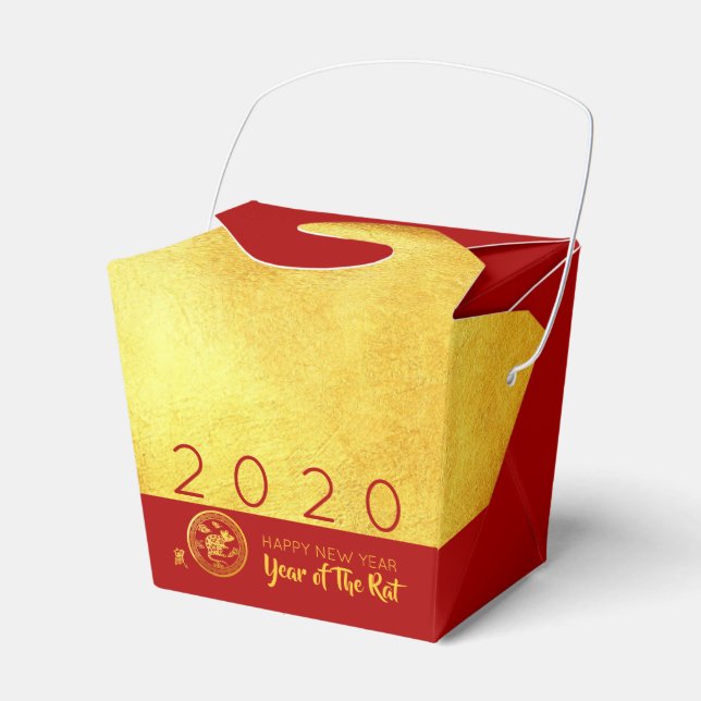 Red Gold Chinese Rat paper-cut 2020 TOFB Favor Box (Front Side)