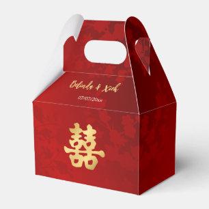 Red Gold Chinese Wedding Bride And Groom Favor Box