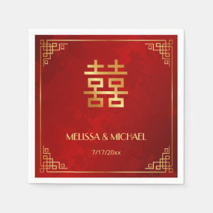   Red  Gold Chinese Wedding Custom  Napkin