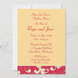 Red, Gold, Christian Cross, Bridal Shower Card