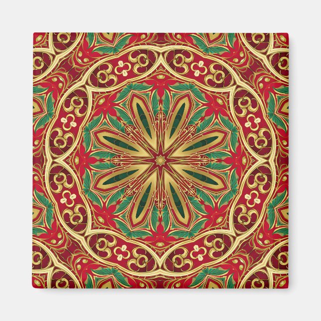 Red Gold Christmas Holiday Magnet (Front)