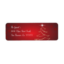 Red & Gold Christmas Tree Label