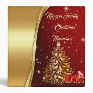 Red  Gold Christmas Tree,Presents Binder