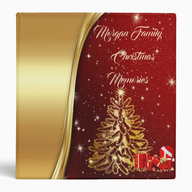 Red  Gold Christmas Tree,Presents Binder (Front)