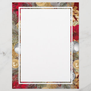 Red Gold   CHRISTMAS WREATH   Festive Holiday Letterhead