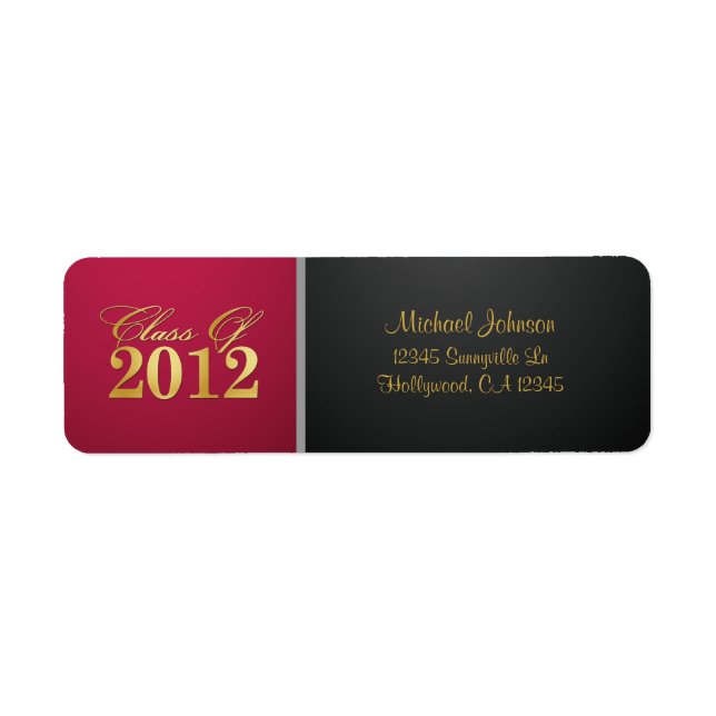 Red / Gold Class of 2012 Return Address Label (Front)