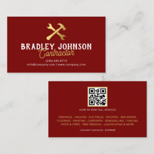 Red Gold Construction Building QR Code Business Card