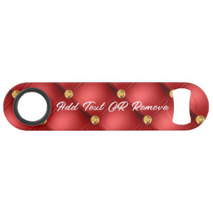 Red Gold Diamond Tufted Custom Text Bar Key