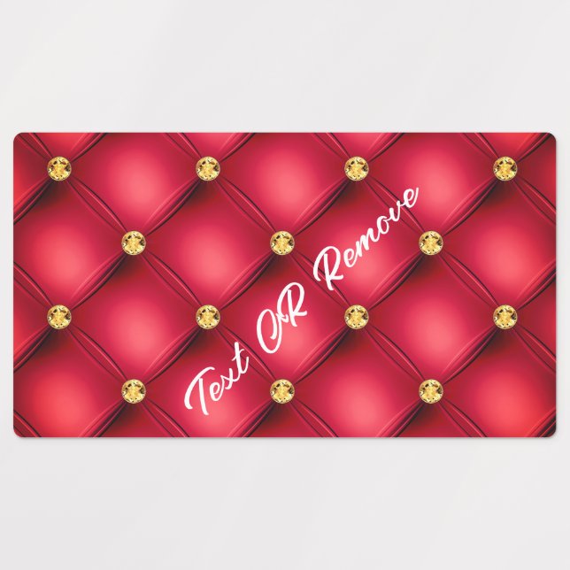 Red Gold Diamond Tufted Custom Text Labels (Design 1)