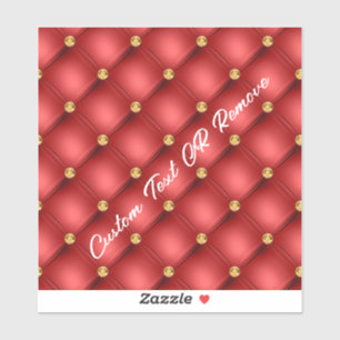 Red Gold Diamond Tufted Custom Text Sticker