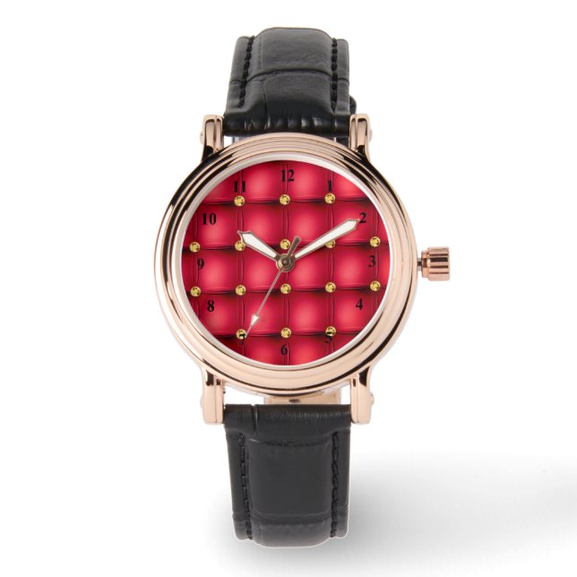 Red Gold Diamond Tufted Watch (Front)
