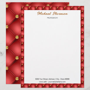 Red Gold Diamonds Framed Letterhead Personalized
