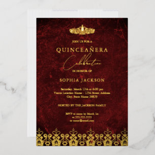 Red Gold Elegant Damask Tiara Quinceanera