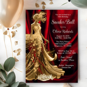 Red Gold Elegant Sneaker Ball Invitation