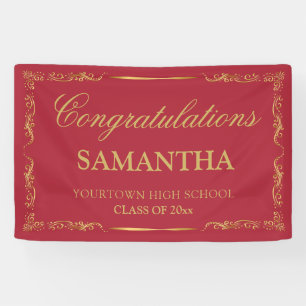 Red Gold Elegant Vintage Graduation   Banner