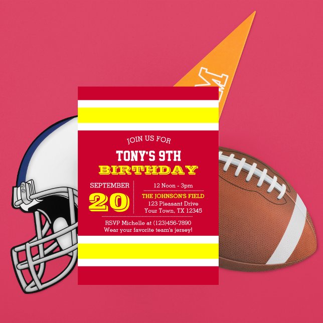 Red Gold et White Team Invitation Anniversaire (Créateur téléchargé)