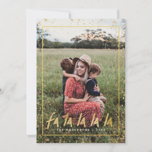 Red & Gold Fa La La La La Snowy Holiday Christmas Card