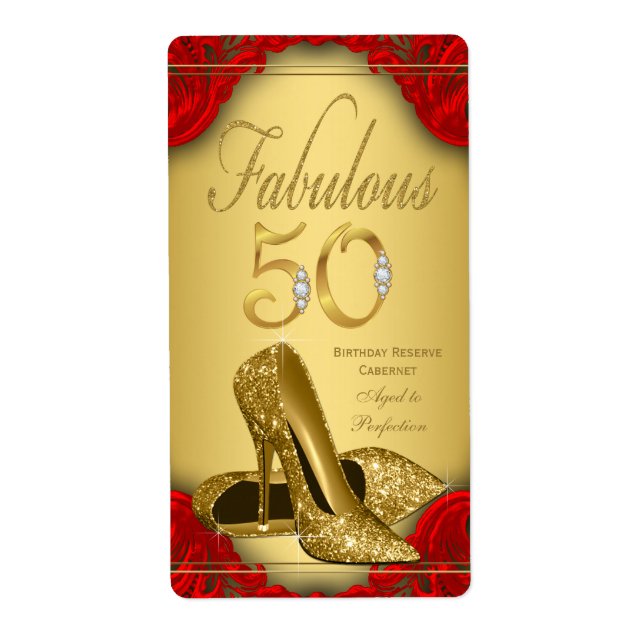 Red Gold Fabulous 50 Étiquettes bouteille de vin (Devant)