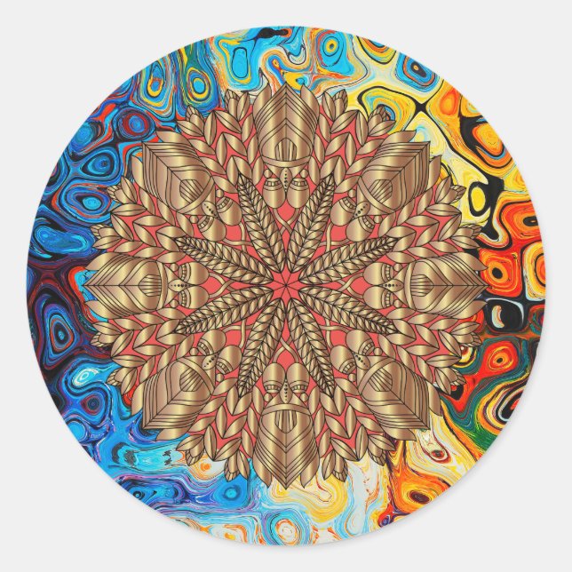 Red Gold Fall Nature Festival Classic Round Sticker (Front)