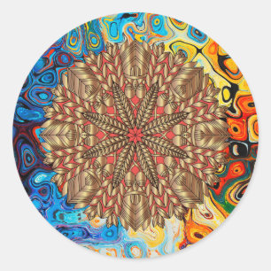 Red Gold Fall Nature Festival Classic Round Sticker