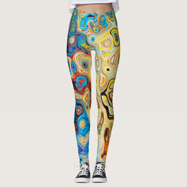 Red Gold Fall Nature Festival Leggings (Front)
